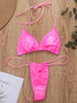 Shiny Black PU Mini Bikini Set for Women