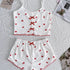 Heart Print Women's Pyjama Set with Frill Trim