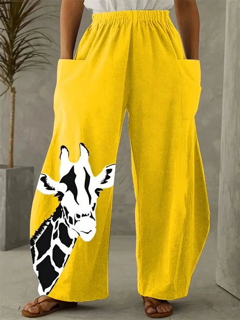 Women's Cartoon Cat Loose Wide-Leg Pants
