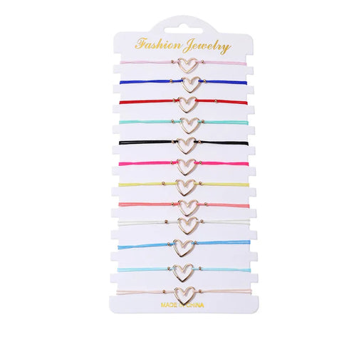 12-Piece Hollowed Out Alloy Love Bracelet Set