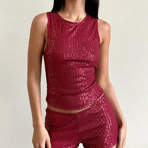 Women’s Sequined Long Sleeve Crop Top