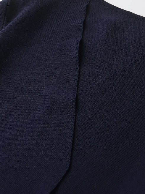 V-Neck Shoulder Pad Knit Blazer for Women