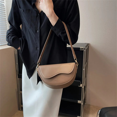 PU Leather Women's Crossbody Bag with Red Strap