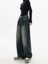High Waist Wide Leg Jeans in Navy Blue