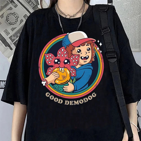 Hawkins Demogorgon Graphic T-shirt in Black