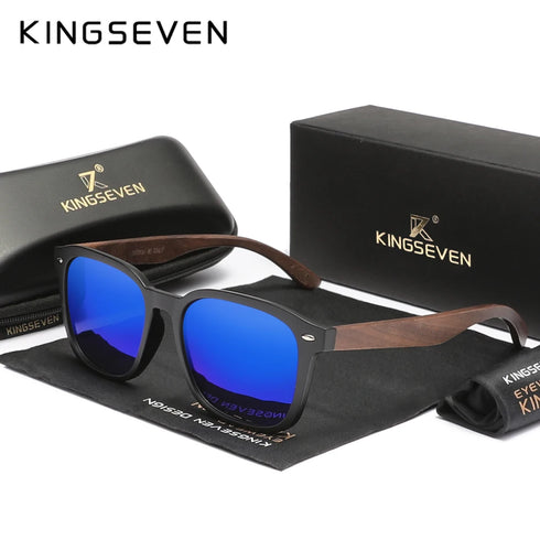 KINGSEVEN Wooden Cat Eye Sunglasses with Polarized UV400 Lenses