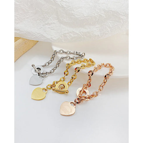 Stainless Steel Heart Bracelet with Proverbs Inscription