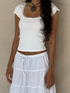Y2K Vintage Baby Tee with Lace Trim - Summer Crop Top