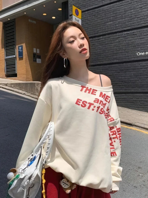 Oversized Graphic Long Sleeve T-Shirt for Women