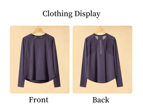 DRUR Women's Long Sleeve Quick Dry Sports Top