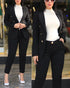 Notched Neck Blazer & High Waist Pants Set for Women