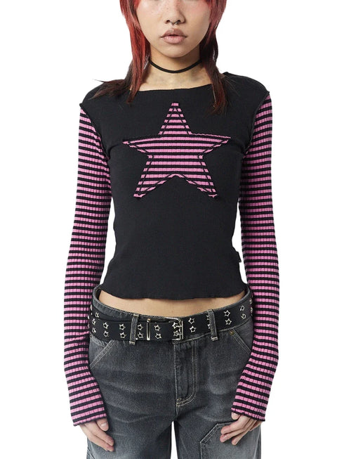 Women's Star Print Long Sleeve Casual T-Shirt