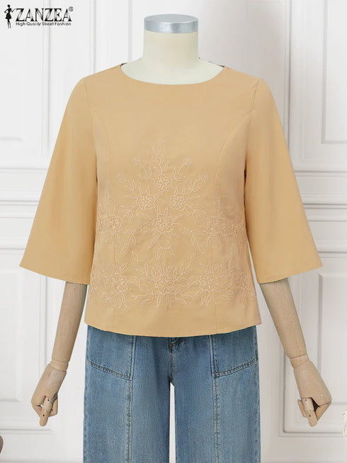 ZANZEA Elegant Embroidered Blouse for Women