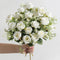 30cm White Silk Peony Bouquet with 5 Large Heads