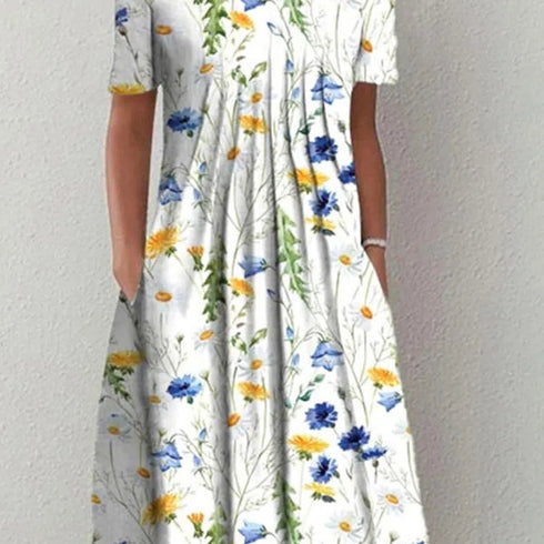 Elegant Floral Print Casual Dress for Women