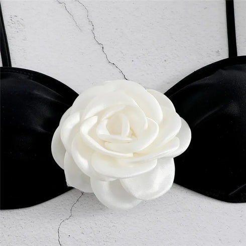 Floral Bandeau Thong Bikini Set for Women