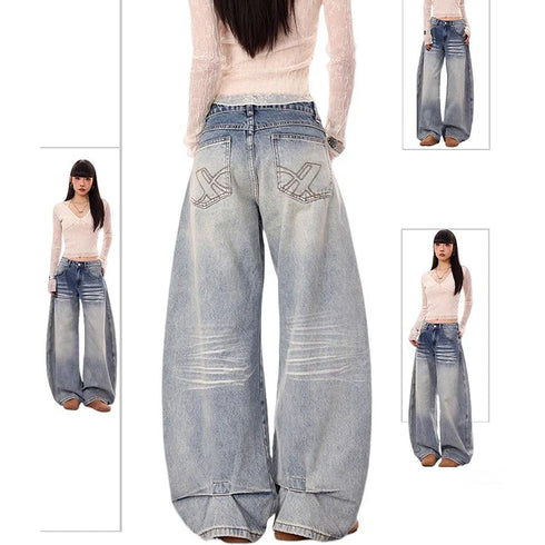 High Waist Thermal Baggy Jeans for Women