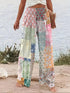 Plus Size Floral Printed Wide Leg Pants