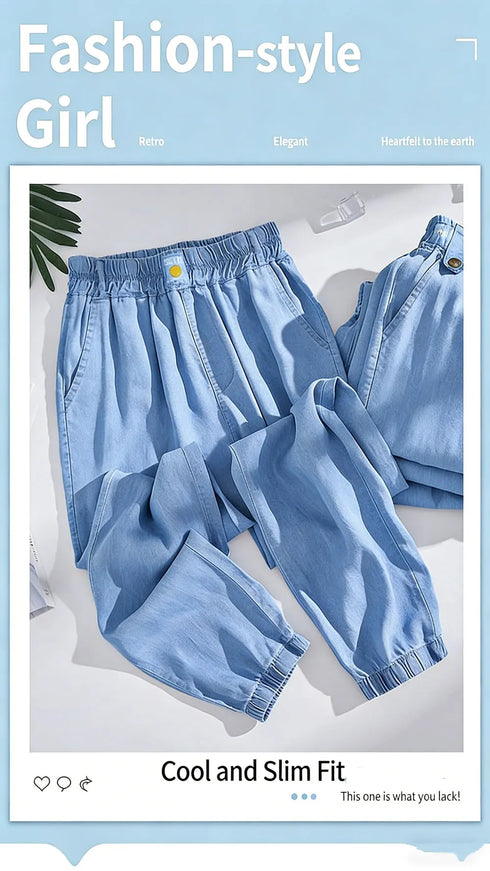 Plus Size Loose Fit Denim Yoga Pants