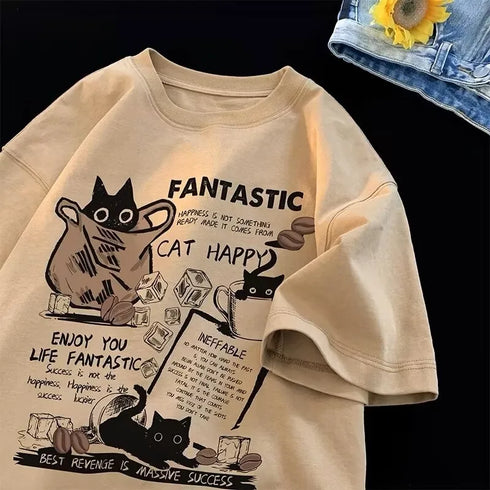 Unisex Oversized Cartoon Print T-shirt in Plus Sizes
