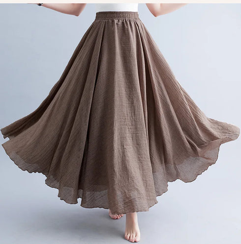 Fashion Clothes Women Clothing Skirts Vintage Y2k Elegant Bohemian Cotton Linen Long Skirt Casual Style