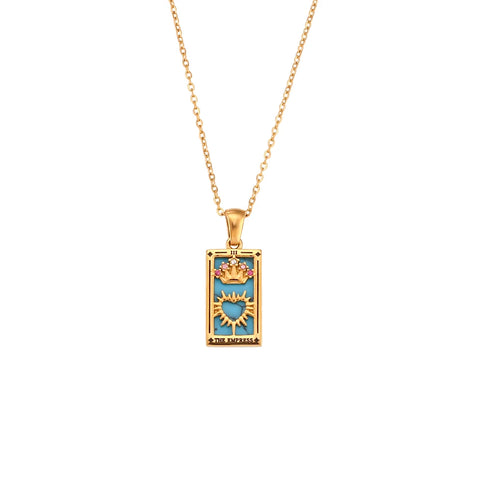 Tarnish Free Colourful Tarot Necklace with Celestial Design