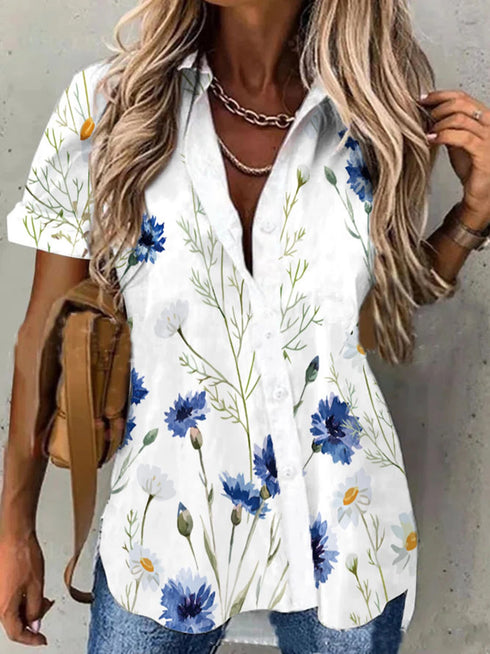 Floral Printed Button-Down Shirt for Women