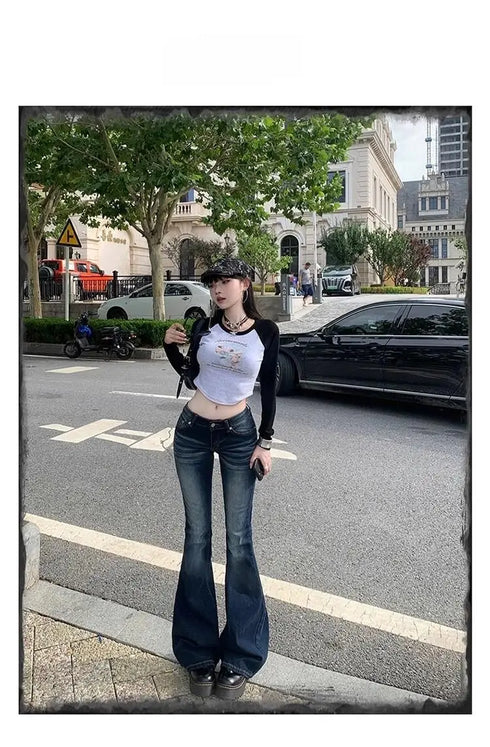 High Waist Flared Women's Jeans in Denim