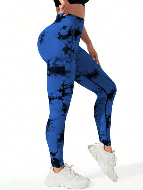 Women's High Waist Seamless Tie-Dye Yoga Leggings