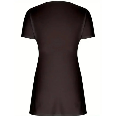 Plus Size V-Neck Short Sleeve Casual T-Shirt in Black
