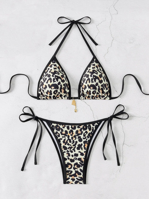 Floral Print Triangle Bikini Set with Brazilian Bottoms
