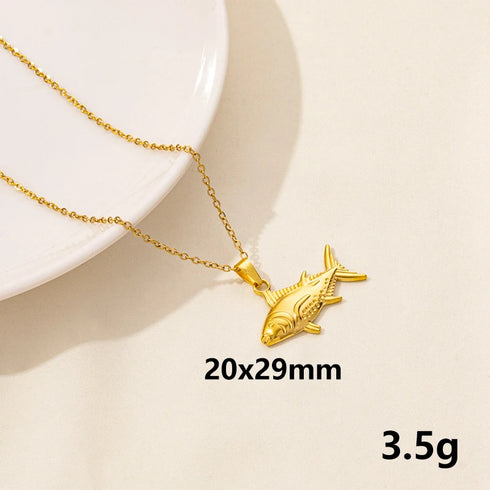 Stainless Steel Textured Starfish Pendant Necklace