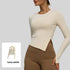 Long Sleeve O-Neck Yoga Top in Solid Colours