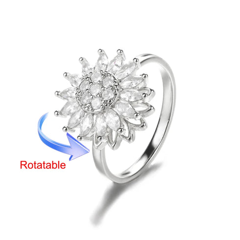 Four Clover Rotating Anxiety Ring - Adjustable Gold