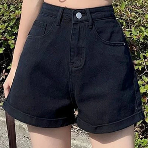 High Waist Denim Mini Shorts for Women