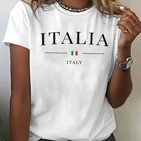 Womens Trendy Letter Print T-Shirt for Effortless Style