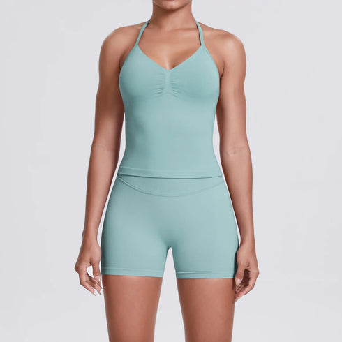 Yoga Shorts Set with Built-In Bra for Women