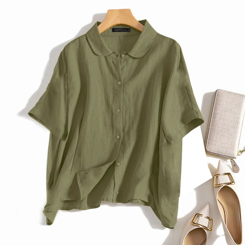 ZANZEA Elegant 3/4 Sleeve Lapel Neck Blouse for Women