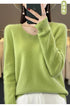 100% Merino Wool V-Neck Pullover Sweater for Women