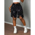 Women's Black Denim Shorts with Distressed Detail