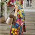 Chic Printed Maxi Dress with Round Neck