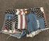 Womens Denim Flag Print Mini Shorts