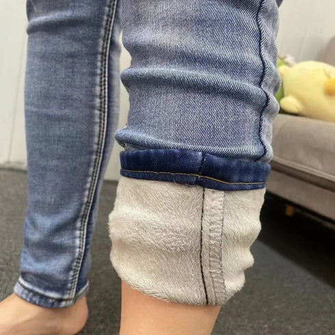 High Waist Thermal Denim Jeans for Women
