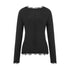 New Women´s Crop Tops, Long Sleeve Solid Color Jagged V Neck Lace Hem Button Down Slim Fit Shirt
