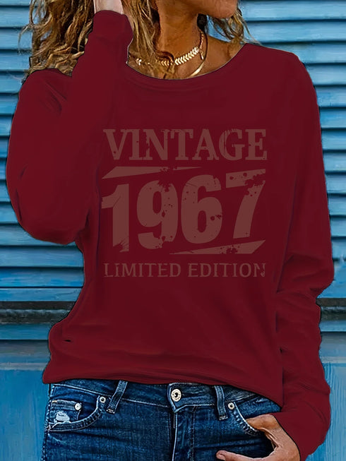 Women's Vintage 1967 Letter Printed Long Sleeve T-shirt