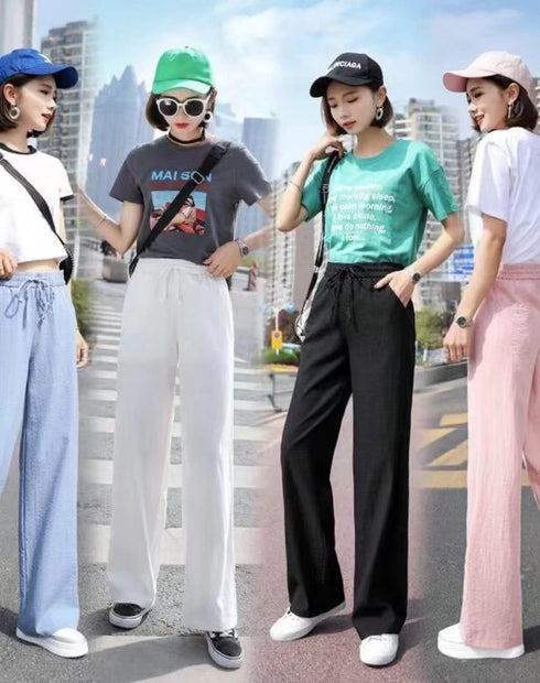High Waist Wide Leg Casual Trousers for Women