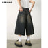 Women's Retro Wide Leg High Waist Denim Shorts