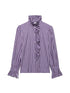 Elegant Ruffled Purple Casual Blouse for Women