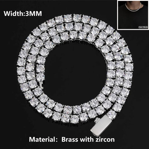 Cubic Zirconia Iced Out Tennis Chain Necklace