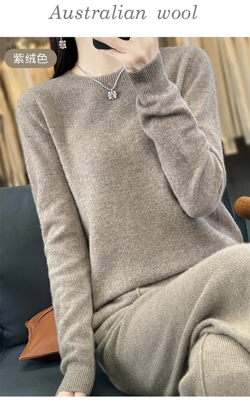 100% Merino Wool Long Sleeve Sweater for Women